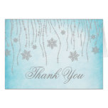 Winter Wonderland Diamond Snowflakes Thank You Note Card