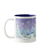 Winter Wonderland Snow Scene Pine Trees Coffee Cup Coffee Mug