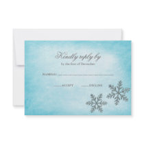 Winter Wonderland Sparkle Snowflakes Teal RSVP