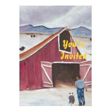 Winterbarn ~ Australian Shepherd & Cowboy Custom Invitation