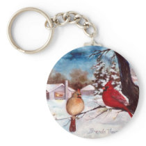 Winters Serenity Cardinal Keychain