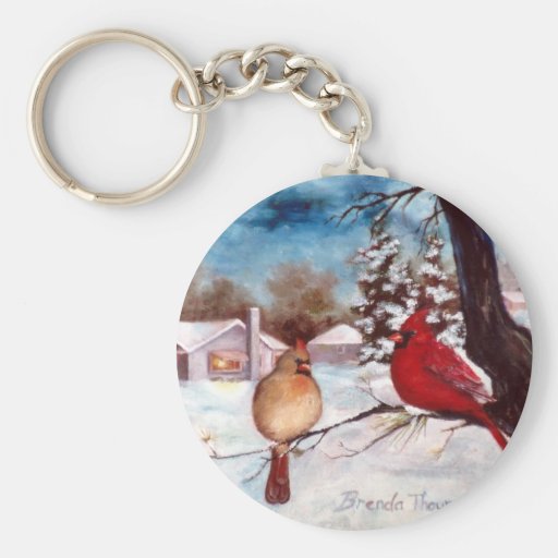 Winters Serenity Cardinal Keychain