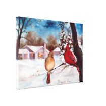 Winter's Serenity Cardinal Wrapped Canvas