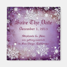 Wintery Purple Save The Date Magnet