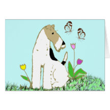Wire Fox Terrier and Butterflies Card