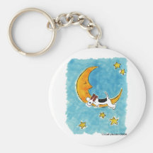 Wire fox terrier on the moon key chain
