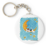Wire fox terrier on the moon key chain