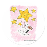 Wire fox terrier swingin' on a star round sticker