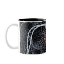 Wireframe of the blood vessels in the upper body coffee mugs