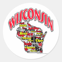 Wisconsin Beer Brats Cheese Fish-Fry Round Sticker