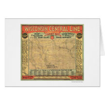 Wisconsin Central Railroad Map 1882 Card