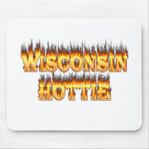 Wisconsin hottie fire and flames mousepad