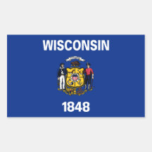 Wisconsin State Flag, United States Rectangle Stickers