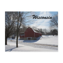 Wisconsin Winter Barn Postcard