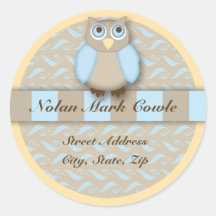 Wise Little Owl Address Label Round Stickers