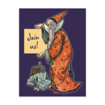 Wise Wizard Halloween Party Invitations Postcards