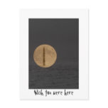 Wish you were here - moon and ocean collage postcards