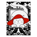 Wishing You a Purrfectly Delightful BD Red Hat Cat Greeting Card