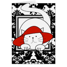 Wishing You a Purrfectly Delightful BD Red Hat Cat Greeting Card