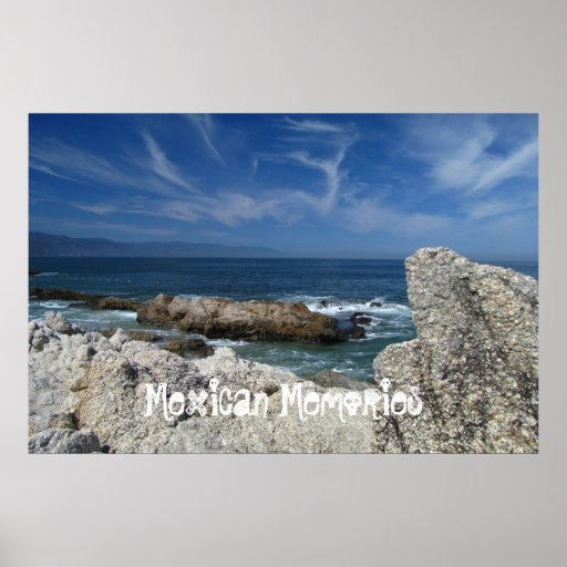 Wispy Clouds Over the Rocks; Mexico Souvenir Posters