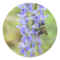 Wisteria and a bee round stickers