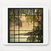 Wisteria vines in stained glass mousepad