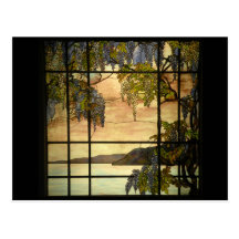 Wisteria vines in stained glass post card