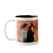 Witch and Bat Halloween Mug