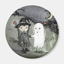 Witch and Ghost in Love Magnet