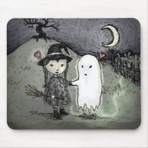 Witch and Ghost in Love Mouse Pads