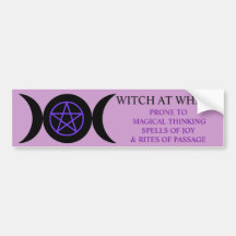 WITCH AT WHEEL BUMPER STICKER