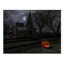 Witch Cottage with Pumpkin Lantern Postcards