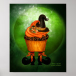 Witch Cupcake Halloween Art Poster/Print