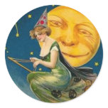 Witch Flying Past Moon - Halloween Sticker