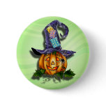 WITCH HAT & JACK by SHARON SHARPE Button