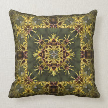 Witch hazel flowers kaleidoscope pillow