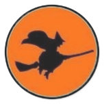 Witch in Orange Moon - Halloween Sticker