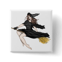 Witch on a Broomstick Pin