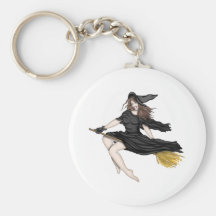 Witch on a Broomstick Key Chain