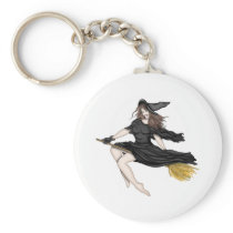 Witch on a Broomstick Key Chain