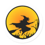 Witch On Broom Sticker
