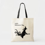 Witch on Broomstick Personalised Tote Bags
