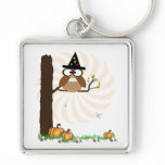 Witch Owl Halloween Keychain