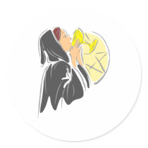 Witch & Pentacle Moon Round Stickers