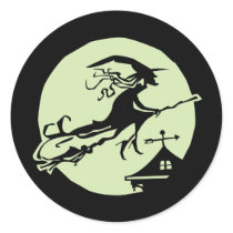 Witch Vane Moon Round Sticker