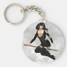 Witch with Broom  Keychain