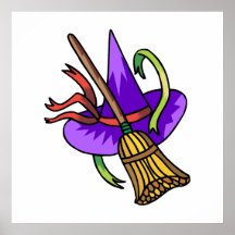 witches hat & broom posters