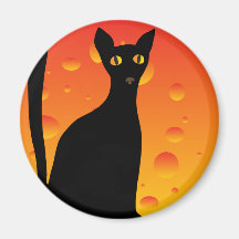 witch's cat&moon fridge magnet