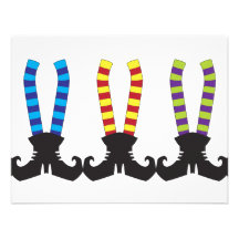 Witch's Stripy Socks Invitations