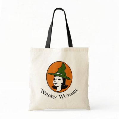 Witchy Woman Cartoon Style Tote Bag by halloween4you